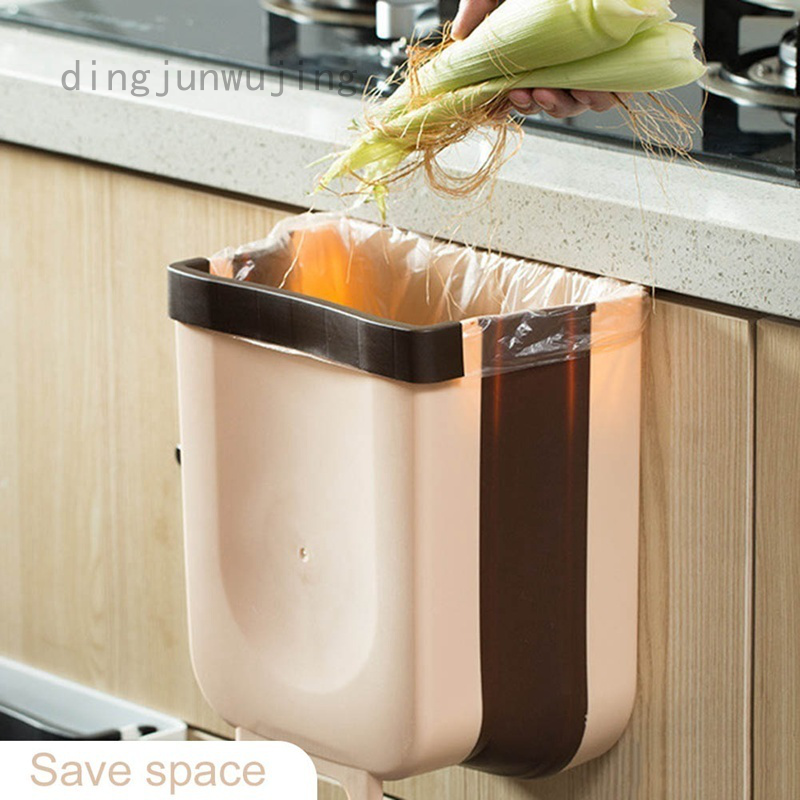 1pcs Wall Mounted Folding Waste Bin Kitchen Cabinet Door Hanging Trash Can Cleaning Supplies Shopee Indonesia