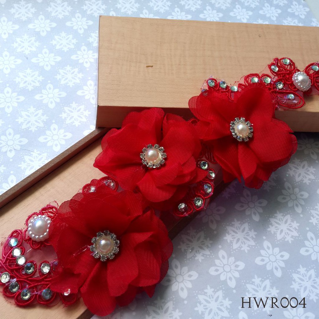 [STOK TERBATAS] HEADPIECE PENGANTIN AKSESORIS RAMBUT TIARA WANITA MERAH HWR004