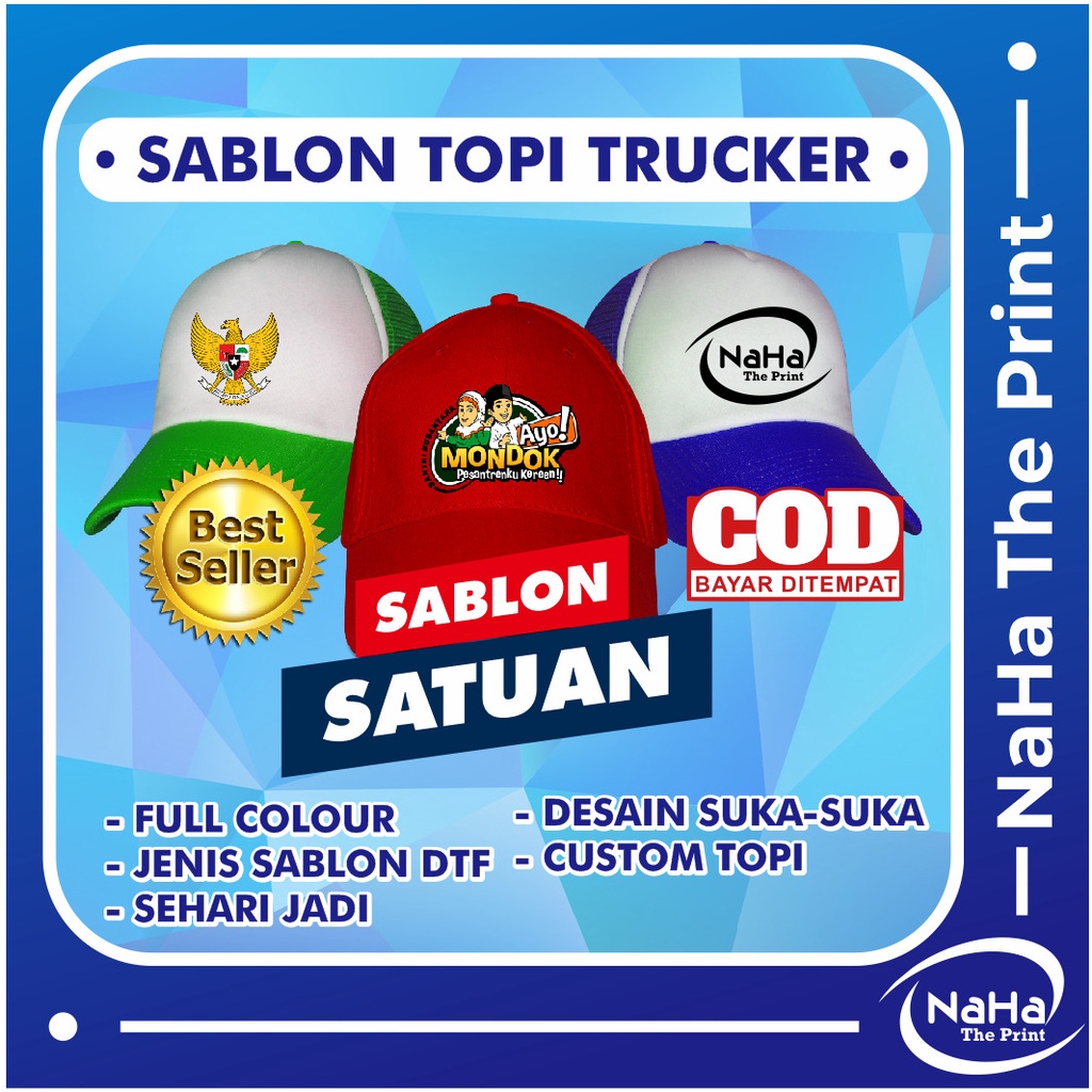 SABLON TOPI JARING DTF TOPI TREKER CUSTOM