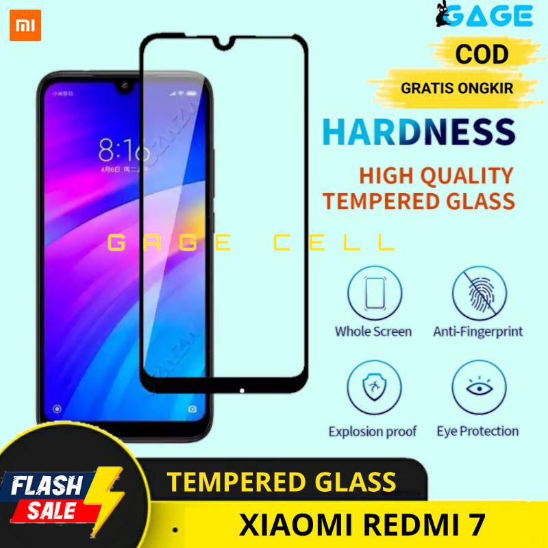 PREMIUM TEMPERED GLASS FULL LAYAR TG ANTI GORES KACA XIAOMI REDMI 7 SCREEN PROTECTOR FULL COVER