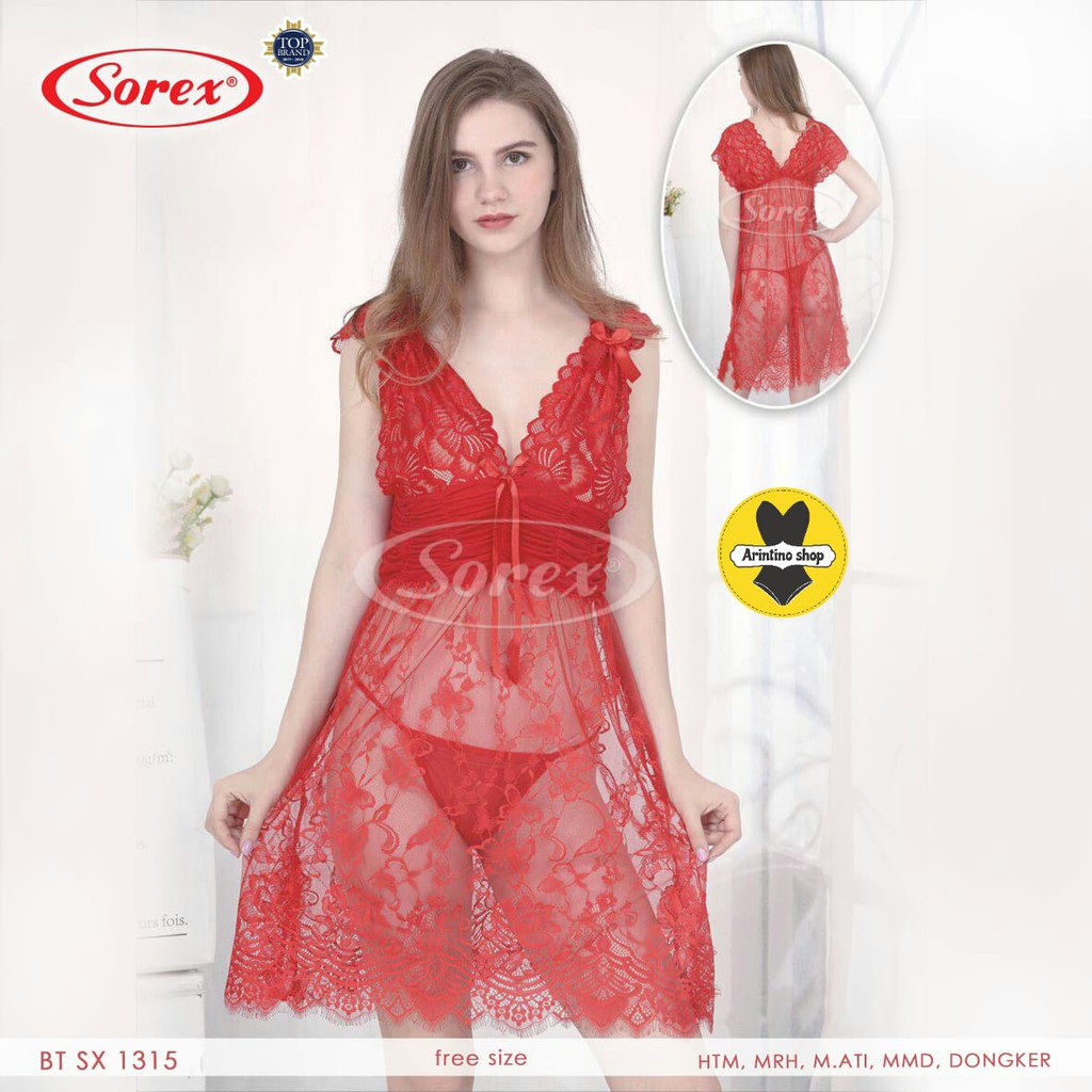 Lingerie Sorex 1315 Brokat Renda | Baju Tidur Wanita Transparan Sexy |txx