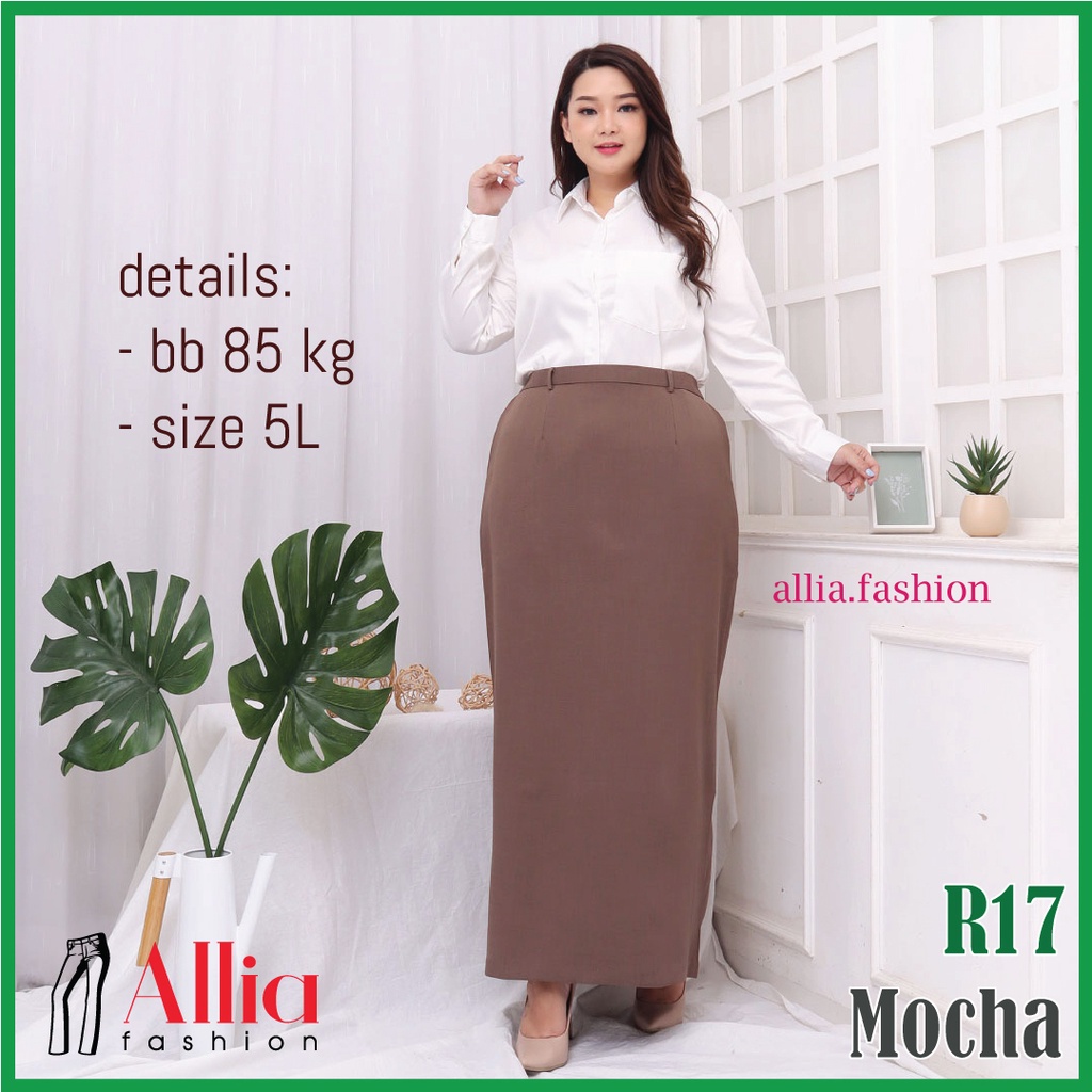 ALLIA R17 MOCHA M - 7L - ROK SPAN WANITA - ROK SPAN JUMBO WANITA - ROK SPAN PANJANG WANITA