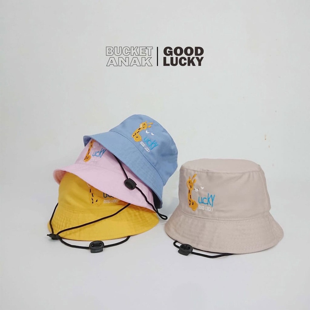 Topi Bucket Anak Bordir Good Lucky Tali / Bucket Anak Bordir Laki Laki dan Perempuan keren