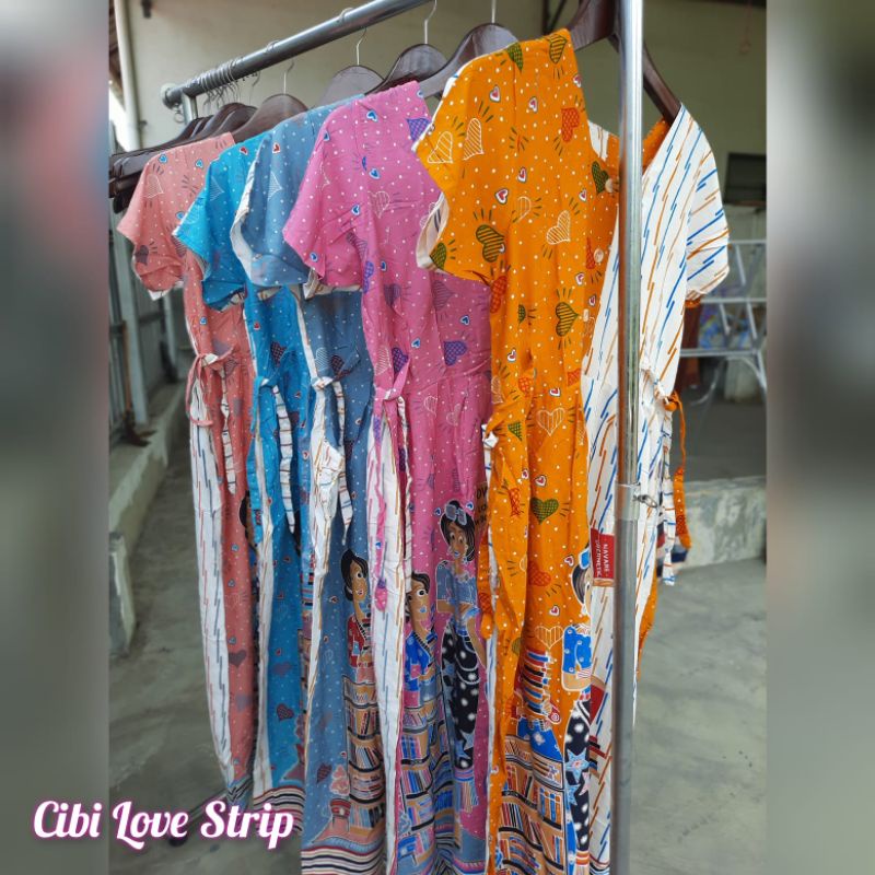 Daster Cibi Lengan Motif Bahan Rayon Premium Tali Samping Kanan Kiri