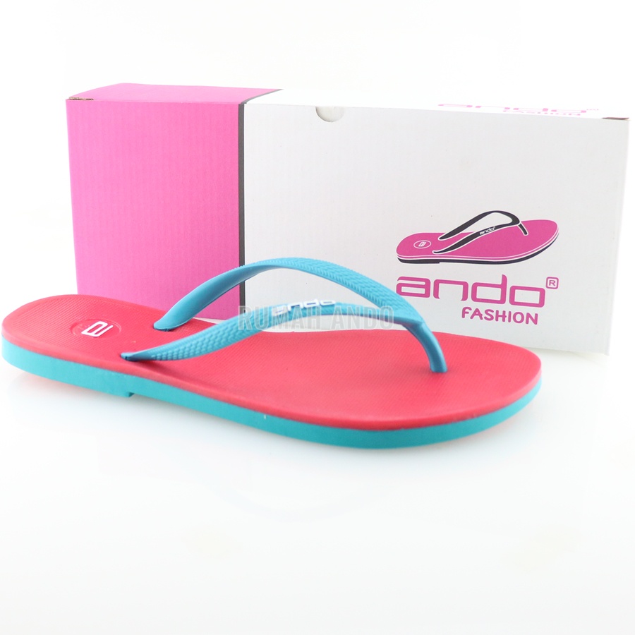Ando Kelly Coral/Toska - Sandal Jepit Wanita terbaru Sandal Diskon