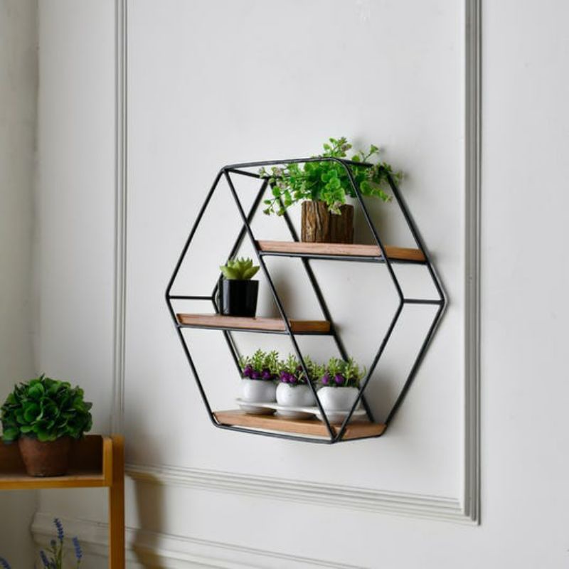 Rak dinding besi segi enam