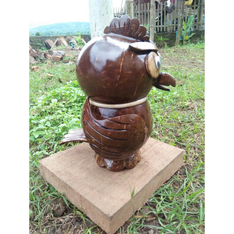 celengan unik batok kelapa/celengan karakter burung batok kelapa/celengan tempurung kelapa-1