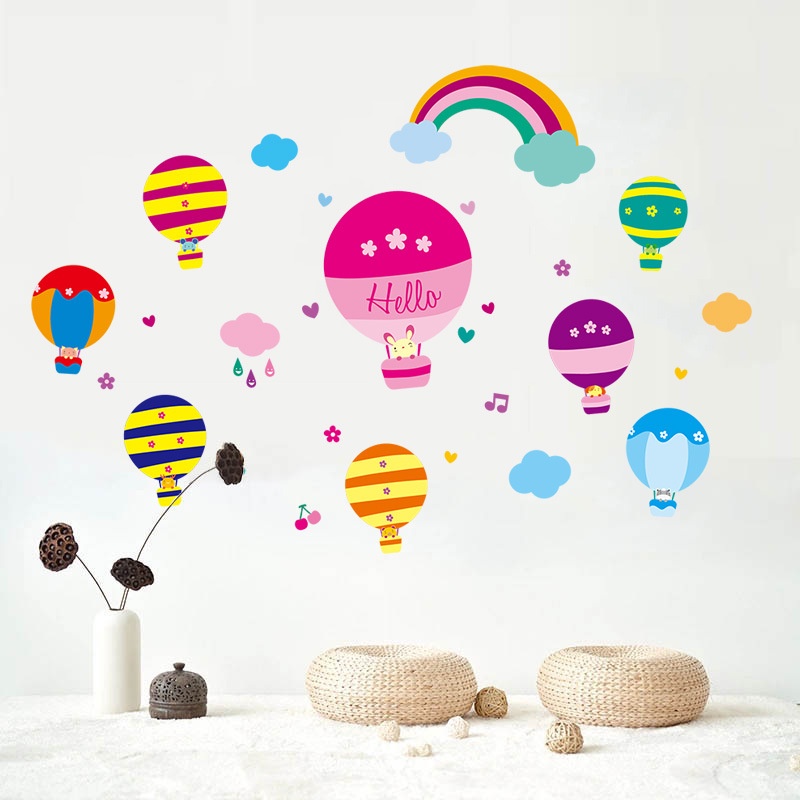 Reliza Wall Sticker Balon Udara Pelangi Anak Colourful Stiker Dinding LDR96227