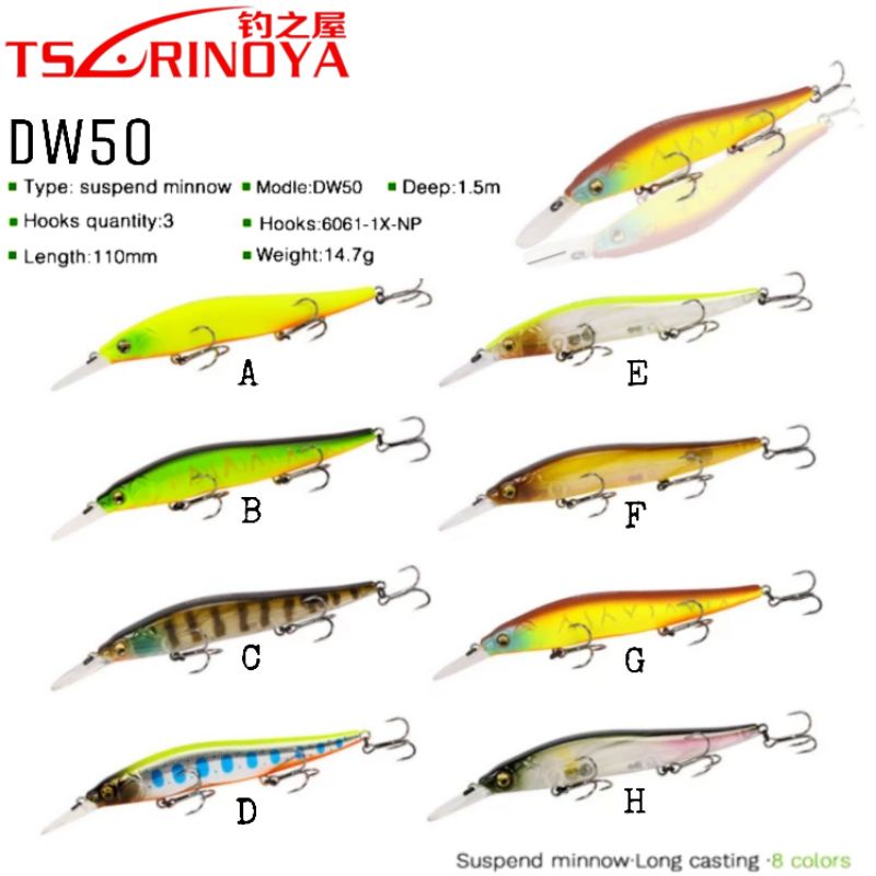 Lure / Umpan - Casting Minnow Tsurinoya Dw50