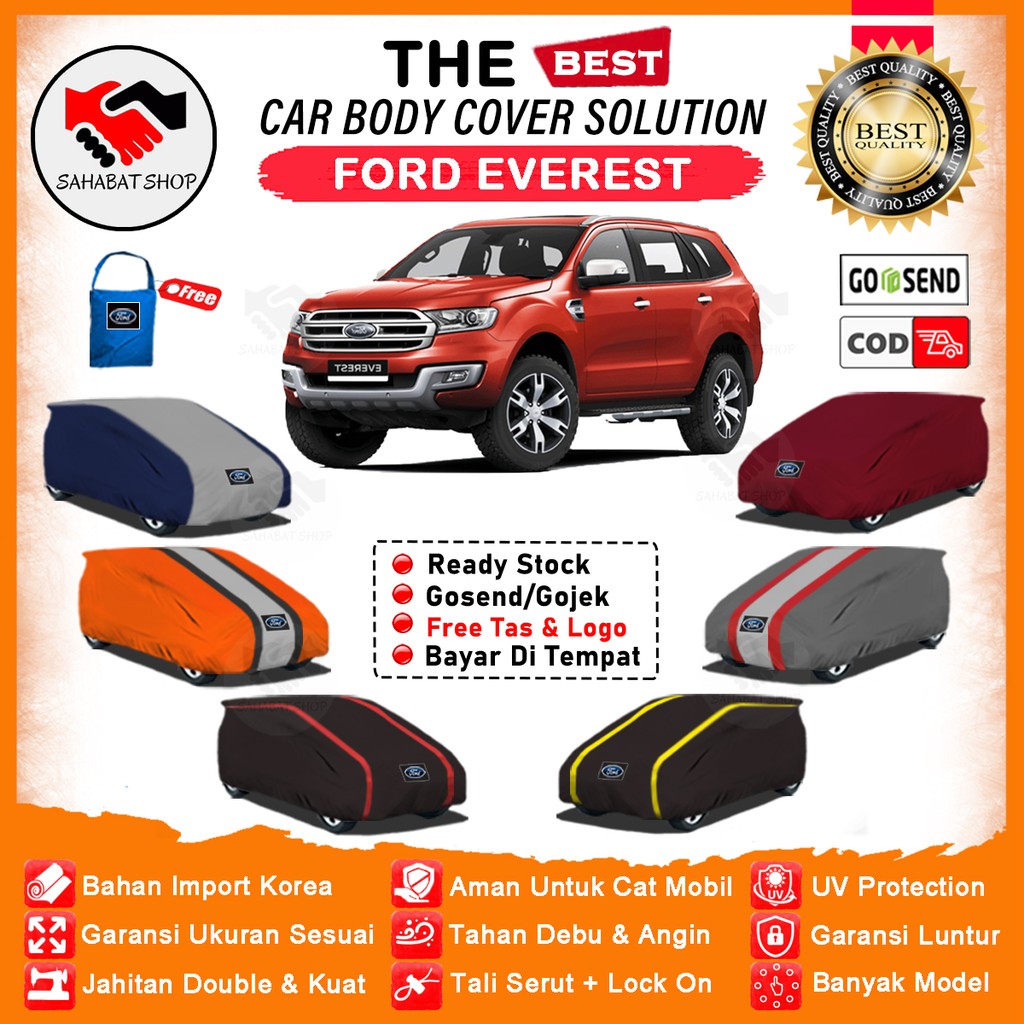 Sahabat Body Cover Mobil Everest / Sarung Penutup Ford Everest Outdoor / Mantel Selimut Tutup Jas Pelindung Mantol Kerudung Pembungkus Kelambu Kerodong Terpal Tutupan Bungkus Mobil Everest Waterproof Anti Air Model Orange