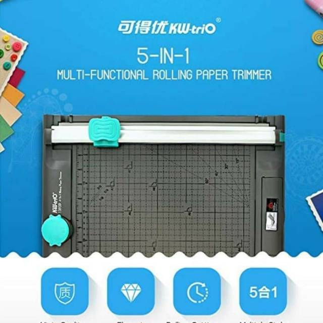 Rotary Paper Trimmer 5 in 1, KW-TRIO 13139 untuk kertas A3.Asli Taiwan