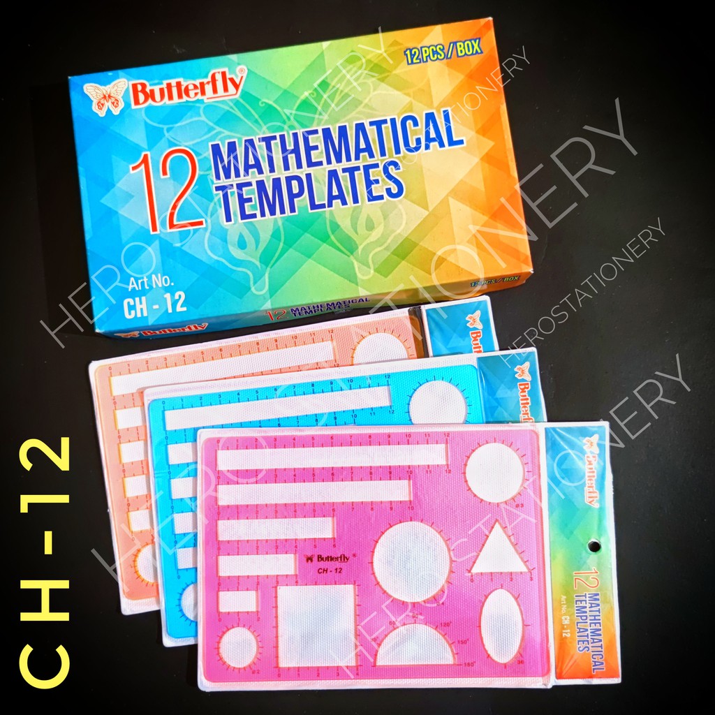 

Butterfly ruler penggaris cetakan matematika mathematical templates CH-12