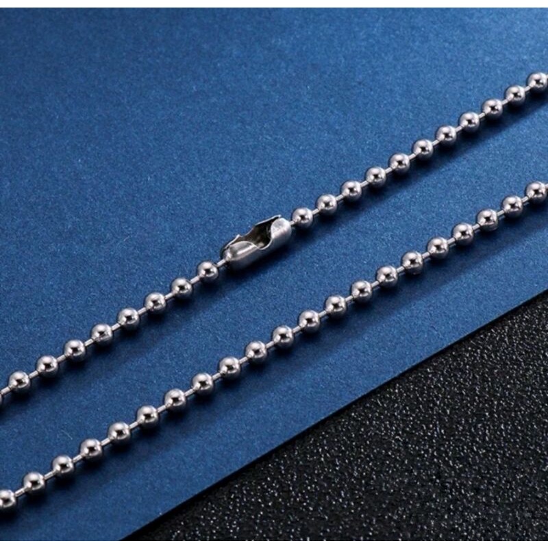 Kalung Titanium Anti Karat Biji Lada Silver// Kalung Pria Wanita