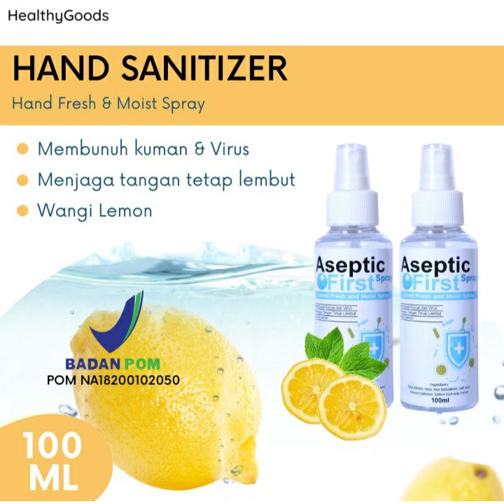 HAND SANITIZER CAIR SPRAY ASEPTIC FIRST HABD FRESH KEMASAN SPRAY 100 ML