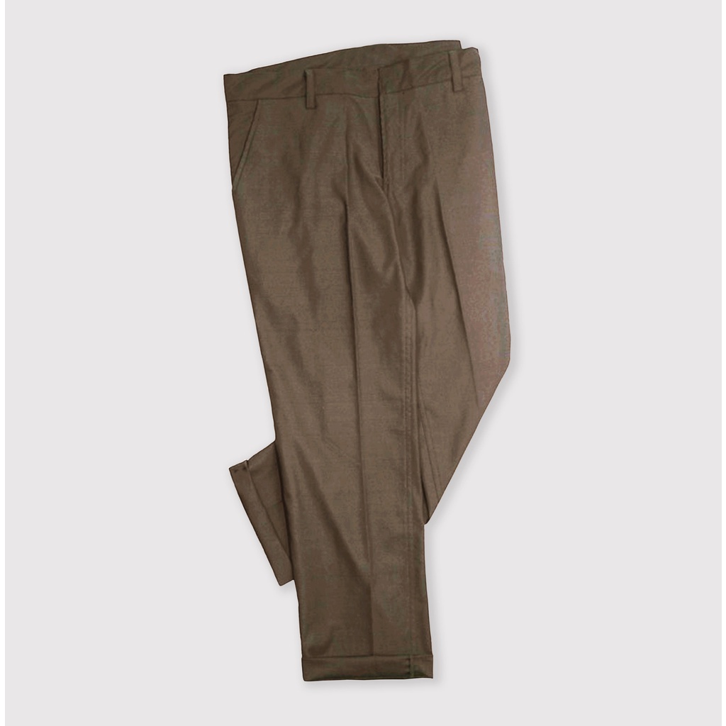 Dritto Ankle Pants - Celana Bahan Formal Slim Fit - Coklat