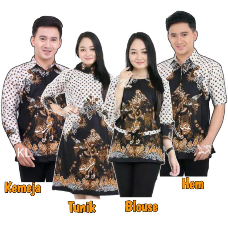 BAJU BATIK COUPLE MOTIF WAYANG ARJUNA / BATIK SARIMBIT / ATASAN