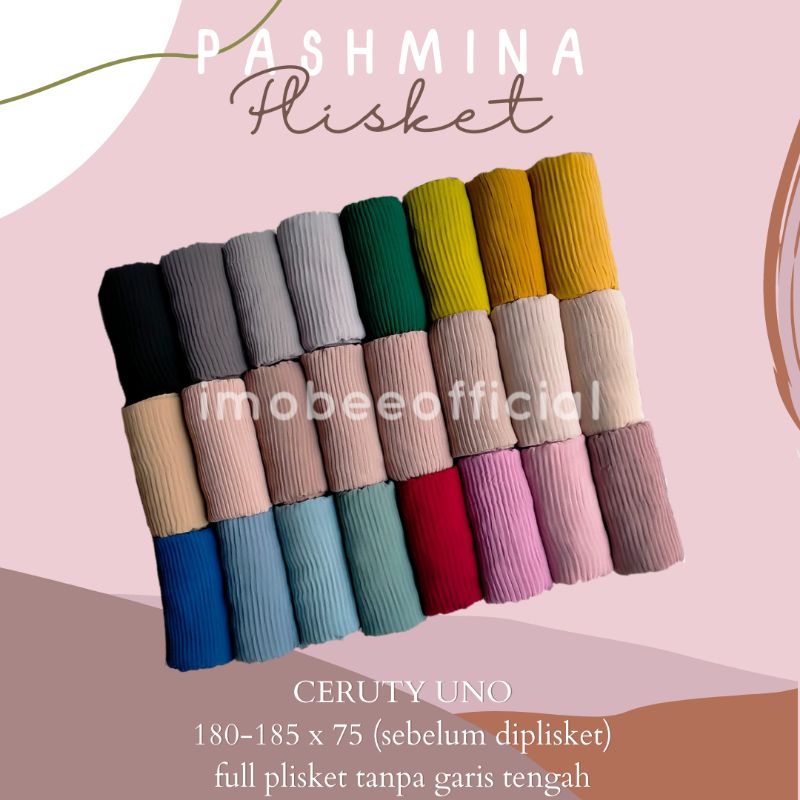 PASHMINA PLISKET CERUTY UNO // PASHMINA PLISKET FULL TANPA GARIS TENGAH