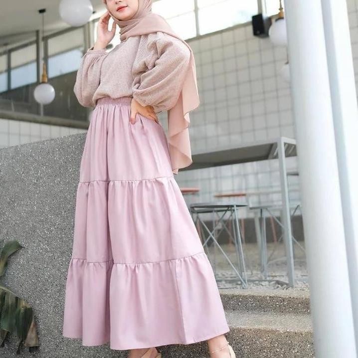 ♖ ROK MAXI SUSUN MOSCREPE || ROK TUMPUK || ROK SUSUN || ROK TINGKAT ➲