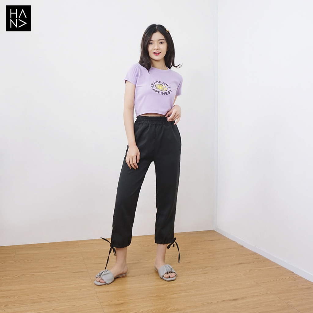 HanaFashion JKT - Hardcore Happiness Crop Top Kaos Crop Tee Lengan Pendek Wanita - CT047