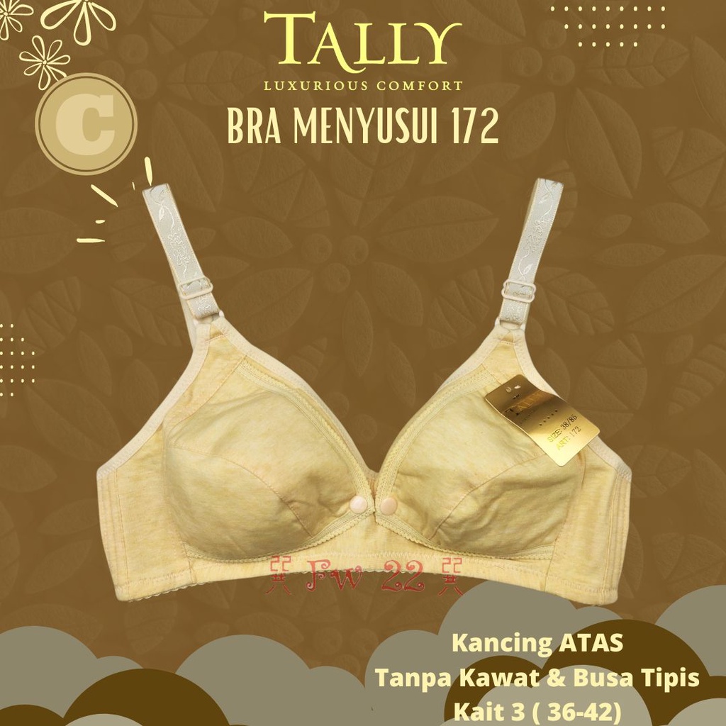 Bra Menyusui Tally 172 Ukuran Jumbo Cup C Tanpa Kawat dan Tanpa Busa Berbahan Katun dan Berkancing