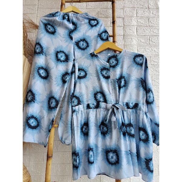 S,M,L,XL,XXL PAJAMAS BUSUI LD 100-120,TANGAN PANJANG,PAJAMAS RAYON DEWASA,ONE SET-TIE DYE HIJAU