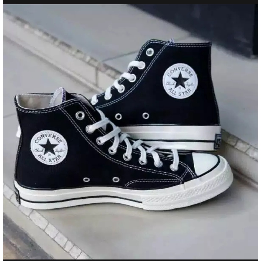 Sepatu Conv Sneakers Casual Black Egret High Low converse all star clasic Sekolah Pria Wanita Anak S