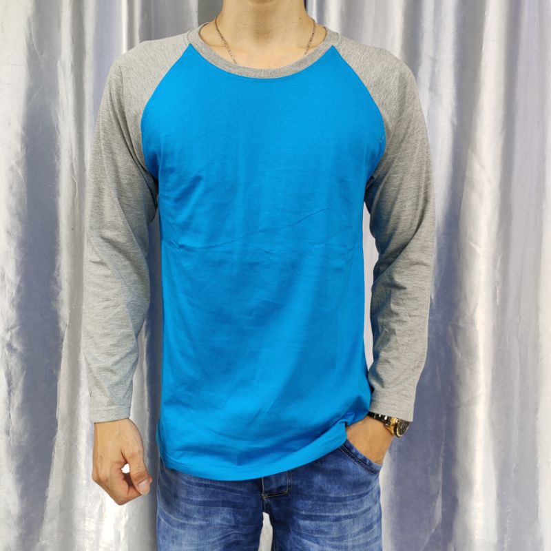 kaos polos raglan TURKIS-ABUMISTY lengn panjang  uk M L XL XXL