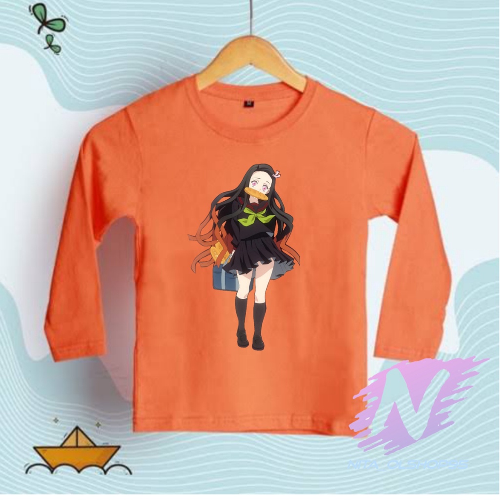 kaos nezuko lengan panjang baju anak anime