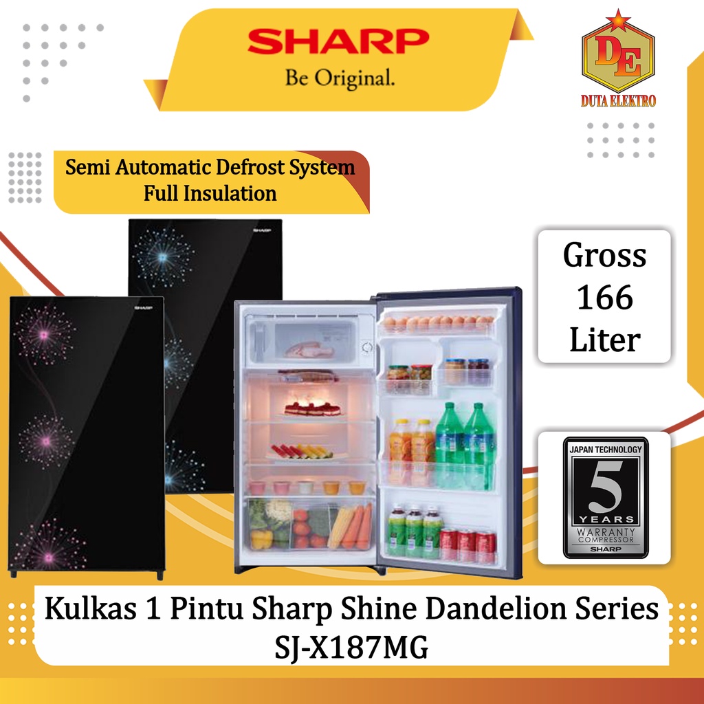 Kulkas 1 Pintu Sharp SJX 187 MG Shine Dandelion Series