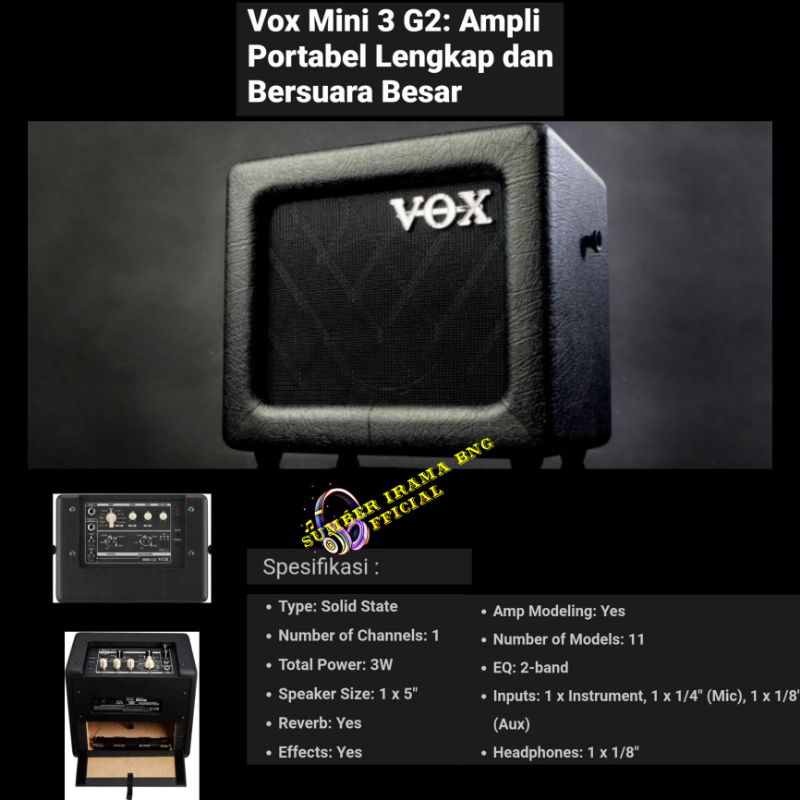 VOX MINI3 G2 AMPLIFIER GITAR - GUITAR AMPLIFIER MINI 5"