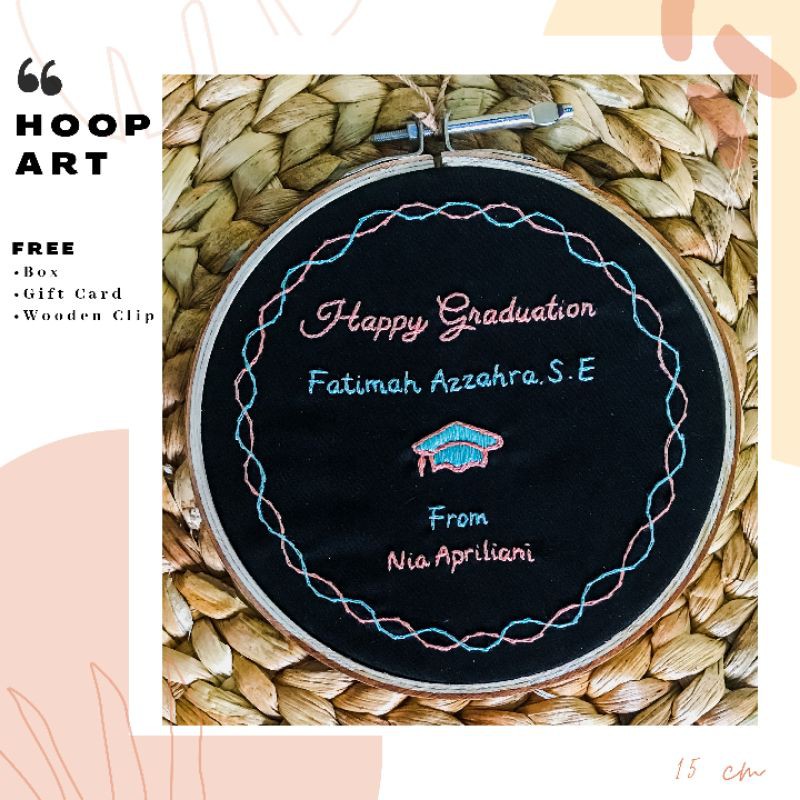 [15 cm] Kado Hadiah Custom Embroidery Wisuda Pernikahan Ulang Tahun Anniversary Pacar Unik