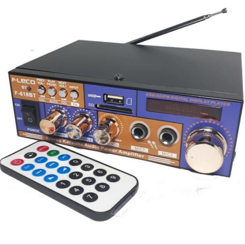 COD Amplifier FLECO F-618 BT Bluetooth Stereo + Mp3 player + FM Radio