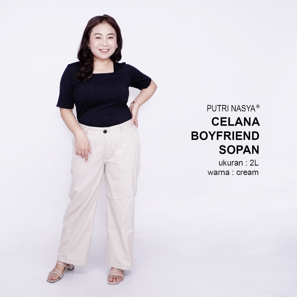 Putri Nasya - Celana Big size Panjang Ukuran 8L,6L,5L,4L,2L,XL, all size Warna Capucino Moca Abu Navy Army Hitam Dark Grey Cream Brown