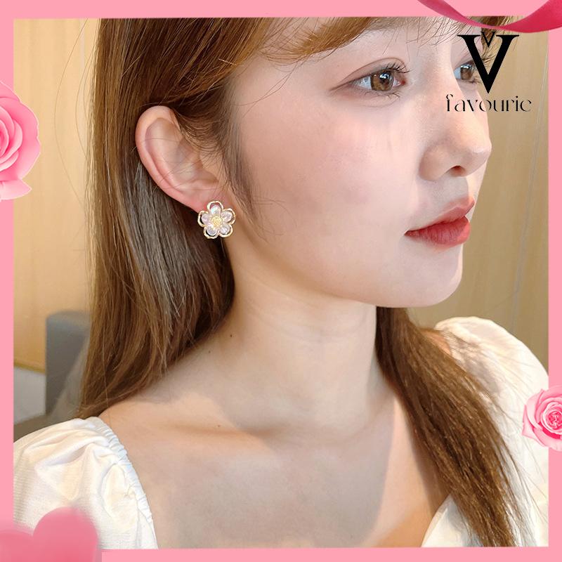 [COD]Simple Retro Super Fairy Double Layer Flower Earrings Wanita Anting Fashion Pribadi-FA