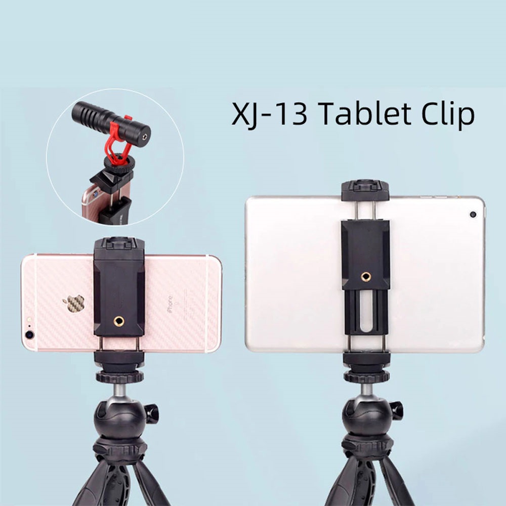 Dudukan Smartphone Tablet Clip Bracket Holder Mount Tripod Monopod - XJ-13 - Black