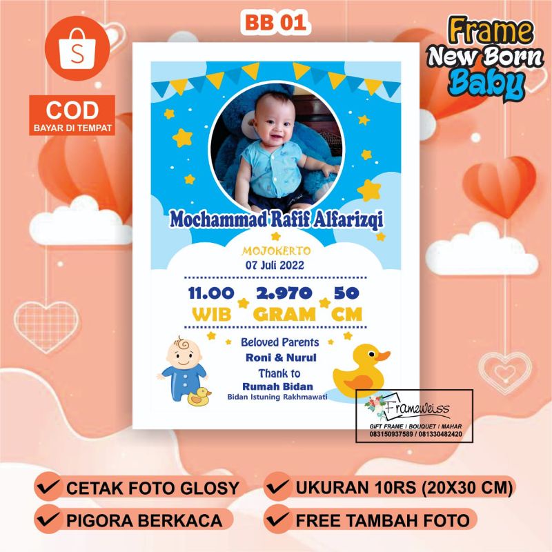BIODATA BAYI + PIGORA KACA | CETAK BIODATA BAYI | BIODATA BAYI MURAH | BIODATA KELAHIRAN BAYI + PIGO