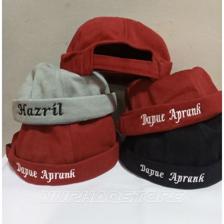 topi peci miki hat dewasa free NAMA BORDIR Topi Kopiah  kopiah UAS topi Santri Bahan Rapel denim teb