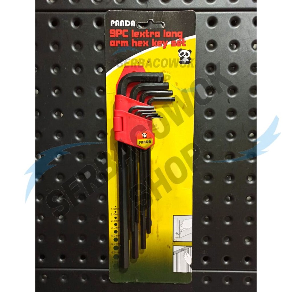 Kunci L Panjang Hexagonal Set 9 pcs Hitam Hex Key Extra Long Termurah Berkualitas