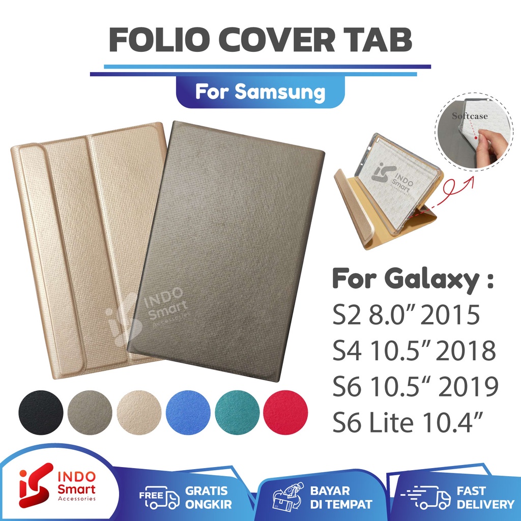 Folio Cover Samsung Tab S2 S4 S6 Lite 8 10.4 10.5 T710 T715 T830 T835 T860 T865 P610 P615 inch Flip Case Sampul Tablet Dompet Case Leather Book Cover Standing Casing