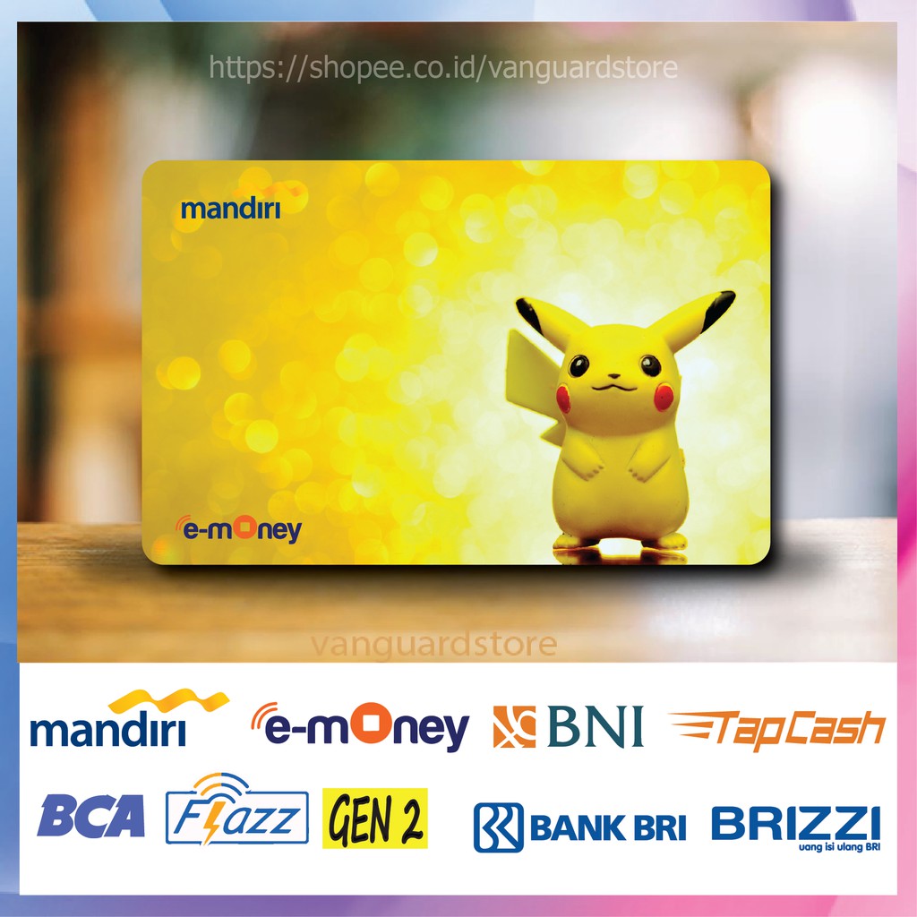 KARTU E MONEY E TOLL POKEMON PIKACHU GEMES POKEMON 14 EMONEY MANDIRI FLAZZ TAPCASH BRIZZI