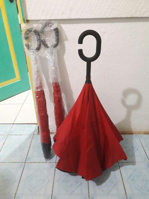 Payung Terbalik Kazbrella 2nd Generation Tombol Merah Non Sarung