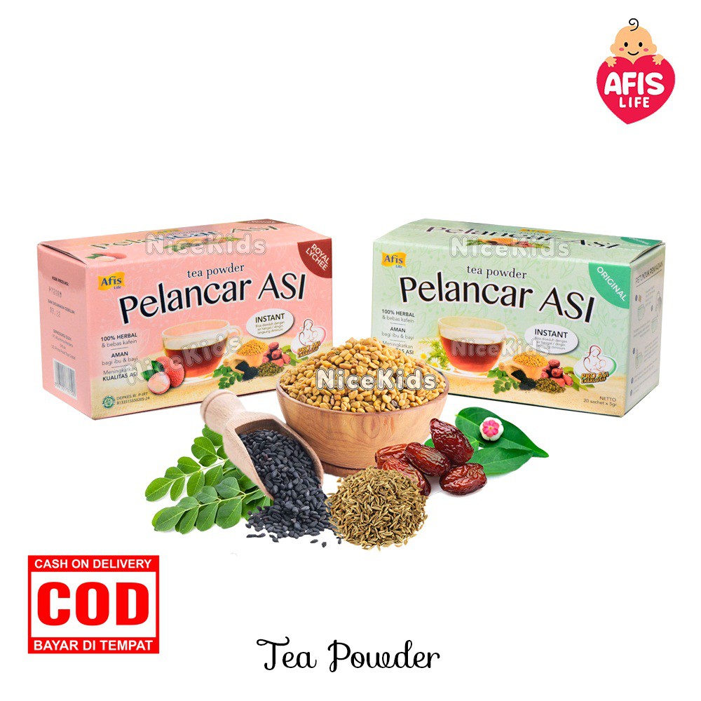 AFIS LIFE - AFIS SUSU ALMOND 200 GRAM &amp; TEA POWDER 100 GRAM / ASI BOOSTER/  DAUN KATUK / KACANG ALMOND / ALMOM / ALMONA