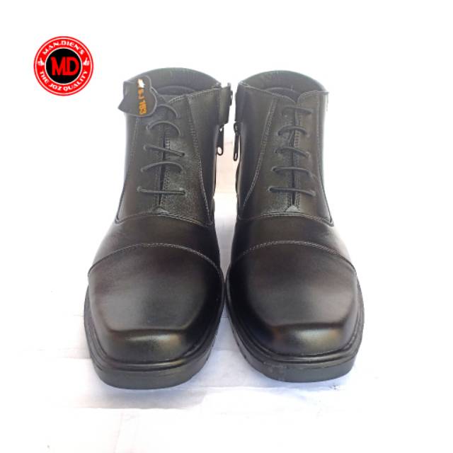 MANDIENS K153 - Sepatu Boots Kulit Asli Medali - Sepatu Pria Kulit Pdh Tni Polri Jenggel Gaya Koboi