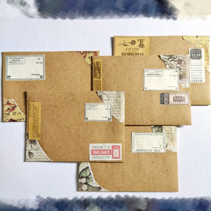 

5 pcs penpal mini amplop kraft dekorasi vintage