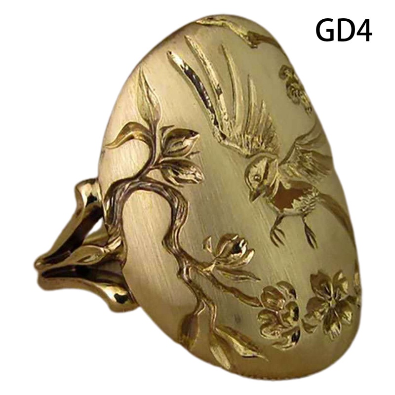 Fancyqube Cincin Emas 18k Desain Burung Dan Bunga Gaya Vintage Untuk Wanita