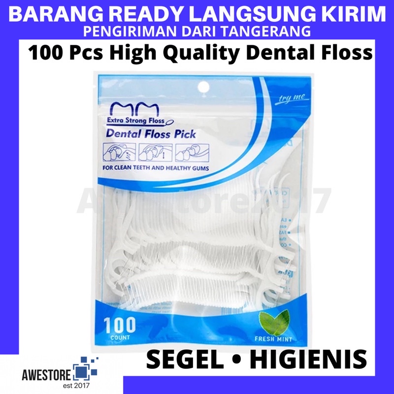 100 Pcs Bag Dental Floss Tusuk Gigi Benang Alat Pembersih Toothpick