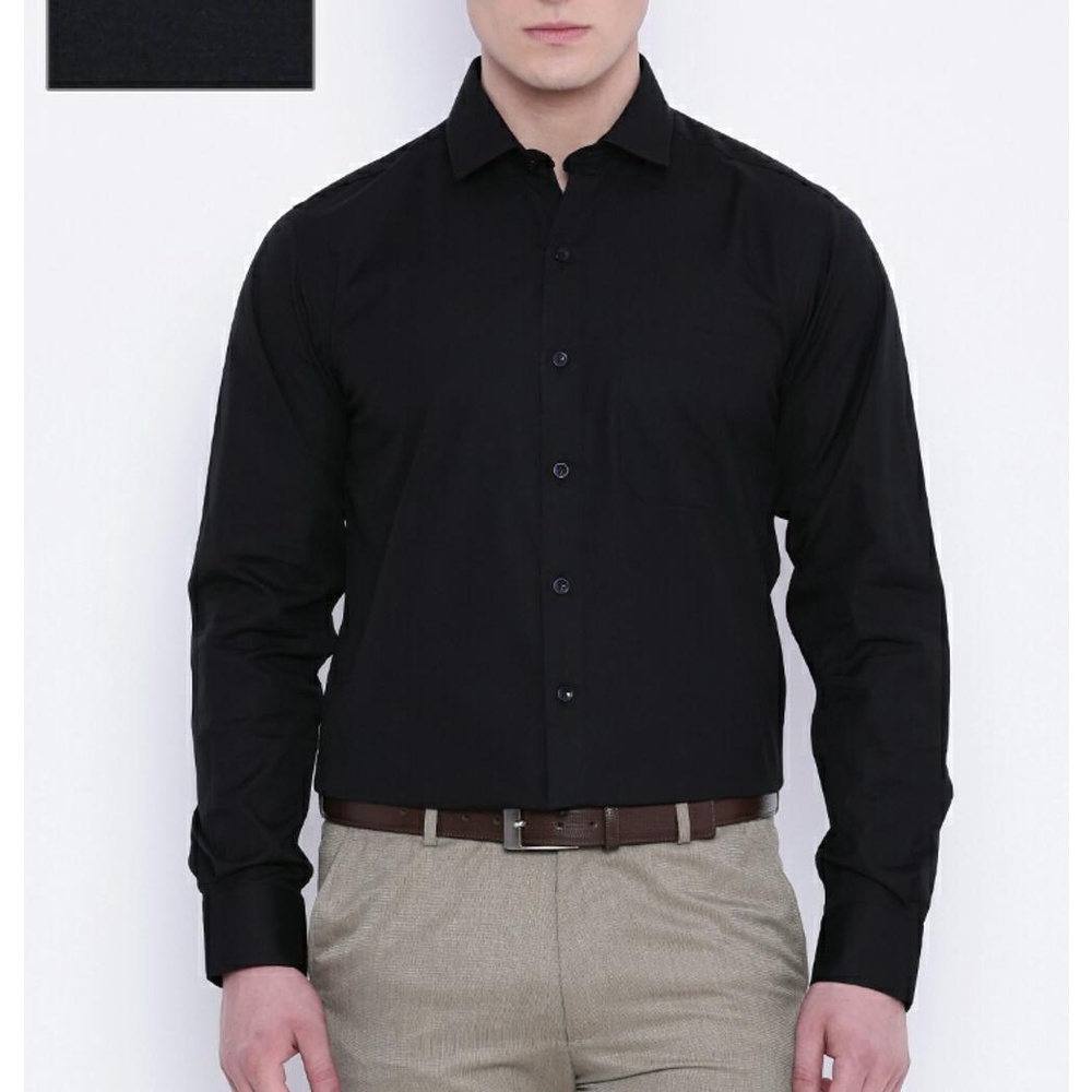 Lesta Langgeng Kemeja Formal Pria Standard Bahan Kain Katun Warna Hitam Polos Lengan Panjang M L XL