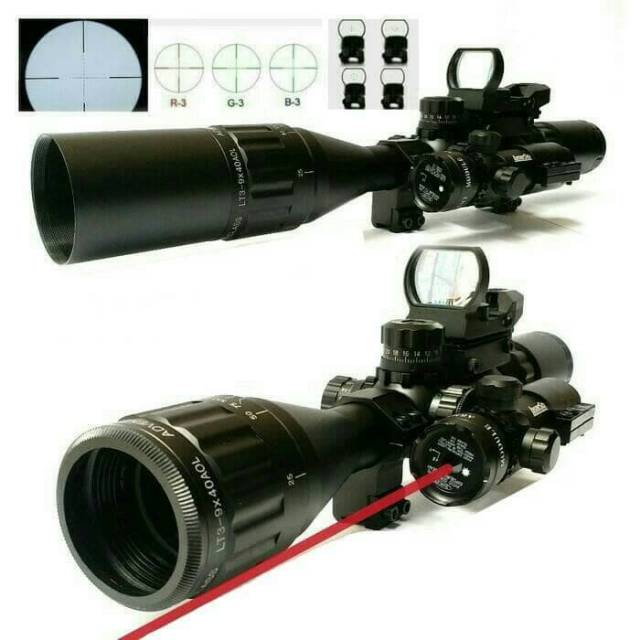 Telescope Sniper 3-9x40 RGB Reticle Glass With Holosight Red Green Dot + Laser Scope for Air Rifle