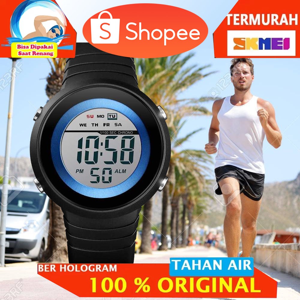 JAMINAN ORIGINAL SKMEI Jam Tangan Digital Pria - 1497 Biru Putih TAHAN AIR