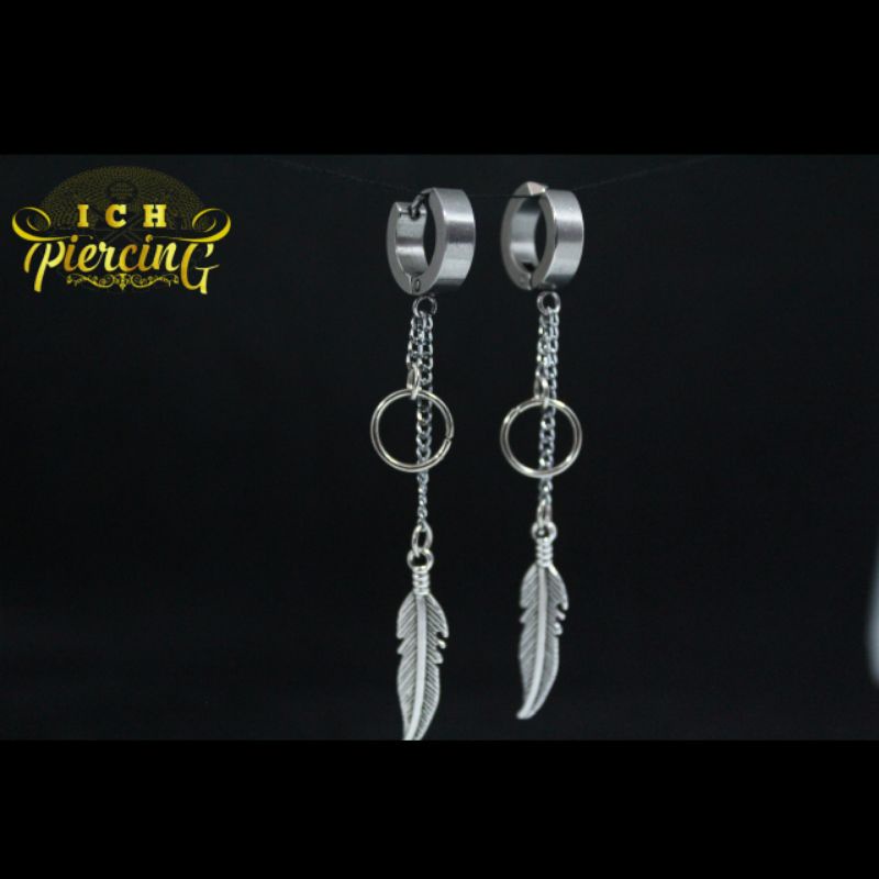 IP-I anting Korea / anting tindik dan jepit Korea / anting daun rantai titanium / anting titanium